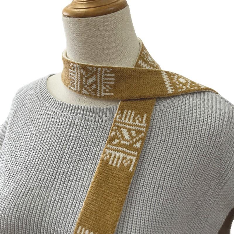 Atmosphere Thin Strip Double-sided Knitted Snowflake Sausage Scarf Versatile Spring Autumn and Winter Retro Trend