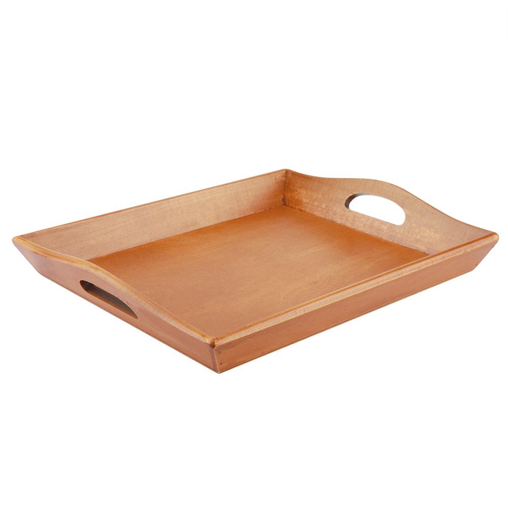Serviertablett aus Holz, Teller für Teeservice, Obst, Süßigkeiten, Lebensmittel, Handtuch (Dunkle Farbe)