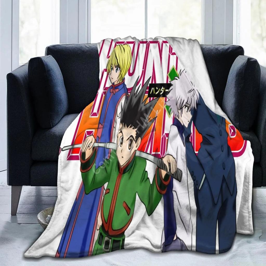 Hunter X Hunter 3D Print Fluffy Blanket Classic Japanese Anime Custom Blanket Soft Warm Lightweight Teens Kids Throw Blanket