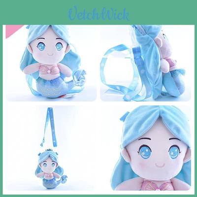 Mermaid Princess Plush Cartoon Bag Girl Doll Shoulder Kids Backpack Gift