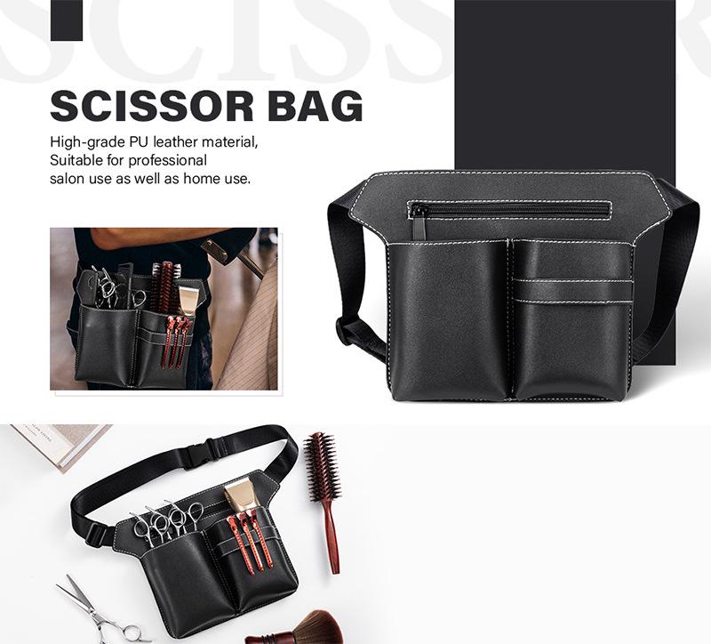 PU Leather Barber Apron Bag: Half-Length, Large-Capacity, Crossbody or Waist for Hairdressing Tools and Scissors