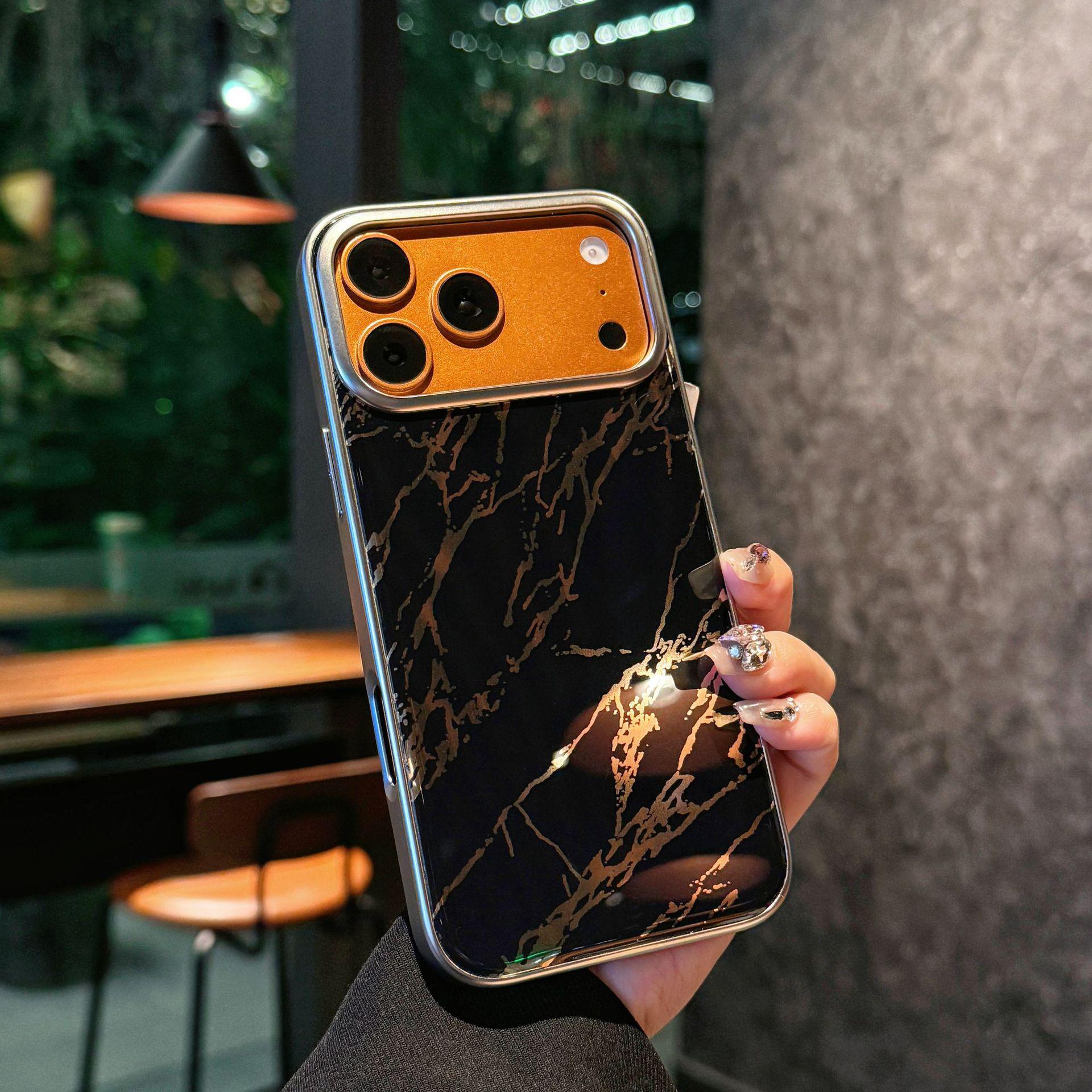 Compatible Rose Gold Marble iPhone 17 Pro Case with N52 Magnetic Suction for Apple 16 Promax 17 Pro Max