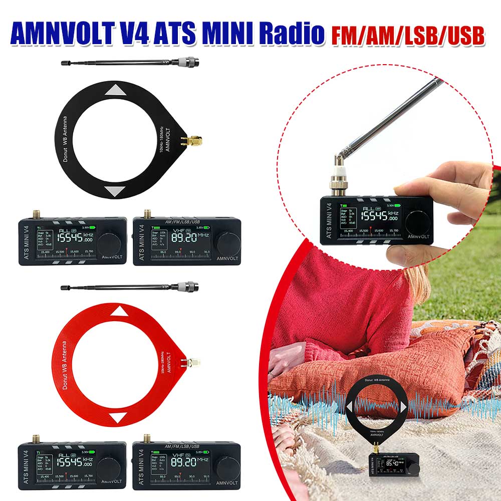 Portable AM FM Radio Receiver with Headphone Amplifier Si4732 DSP Radios 1.9inch IPS Screen for Indoor Outdoor
