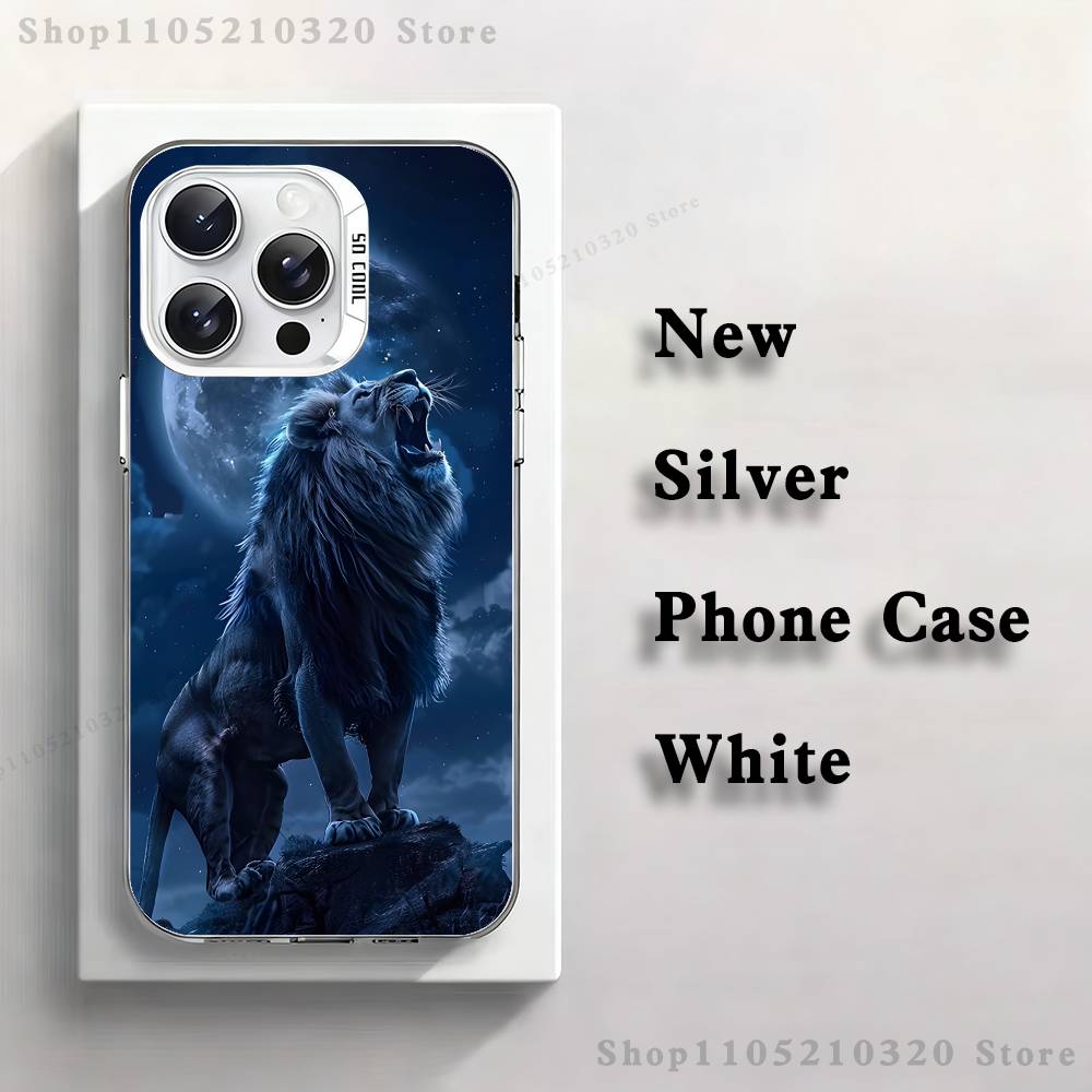 

Animal domineering lion Phone Case For iPhone 17,16,15,14,13,12,11,Pro,Max,Plus,E,Air,Mini White Tpu Cover iPhone12