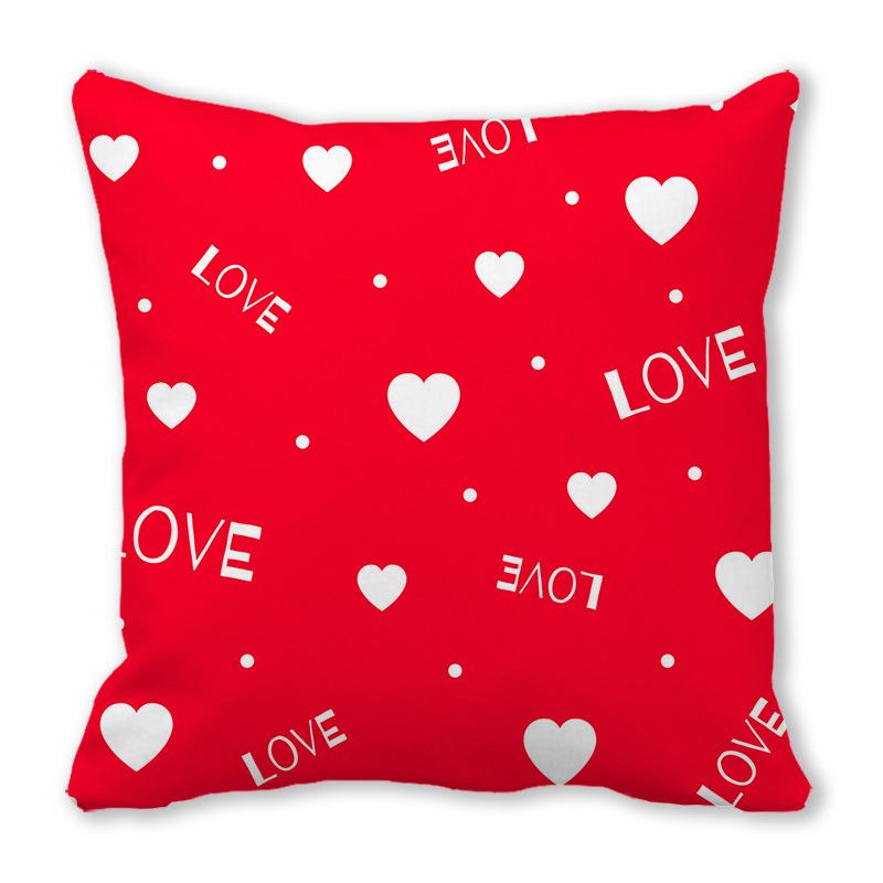 Home Decor Red Heart Patterns: Love themed Pillow Covers Pattern Cushion Cover Suitable for Sofa Bedroom Car Pillow Cover
