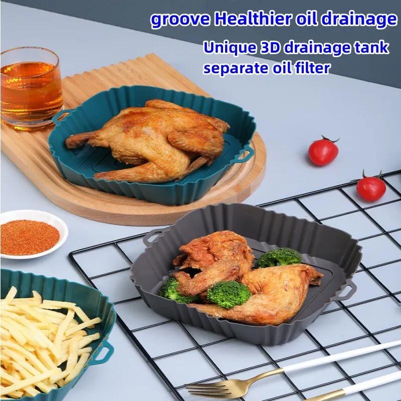 1PC Airfryer Oven Bakplaat Siliconen Bakvorm Gefrituurde Kip Pizza Mat Olievrij Siliconen Pan Airfryer Accessoires