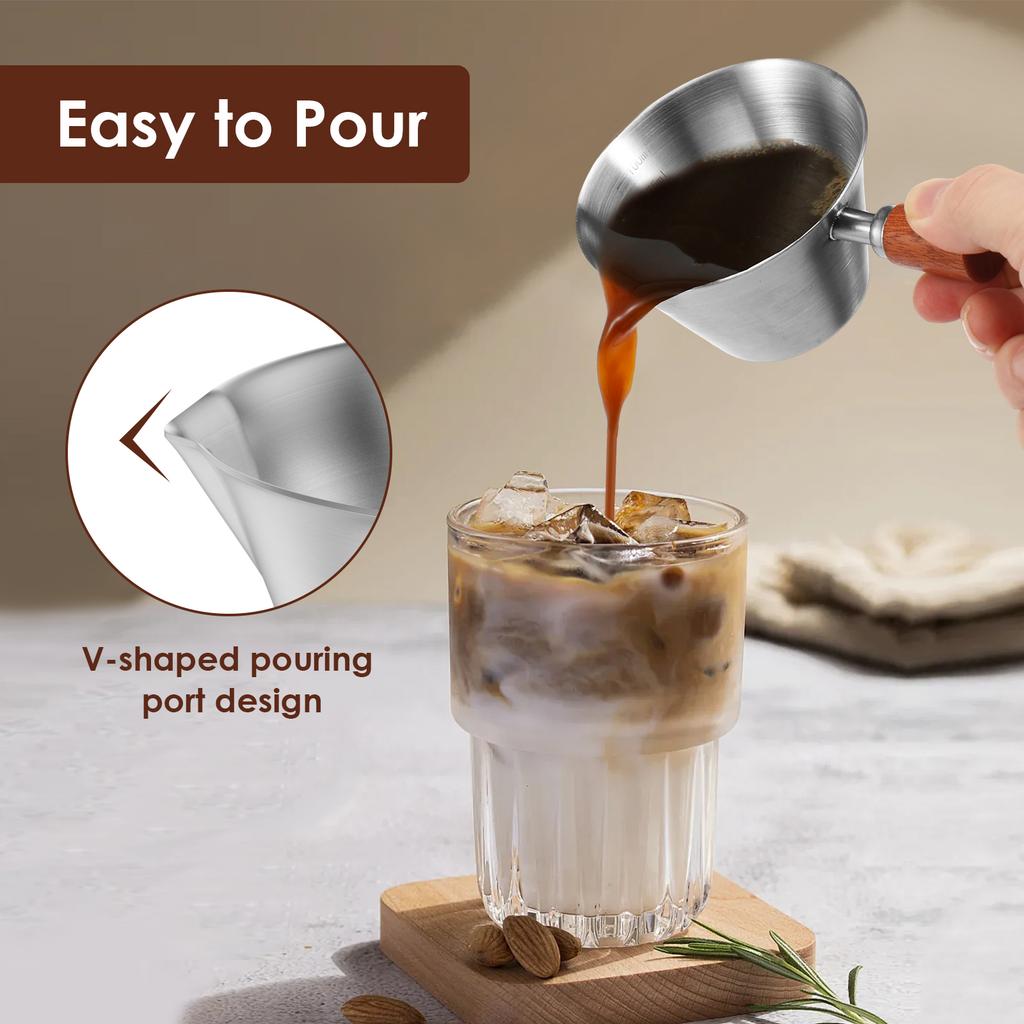 2Pcs Stainless Steel Coffee Extraction Cup with Scale Small Milk Spoon Making Cup Espresso Measuring Cups Kitchen Tools Cup