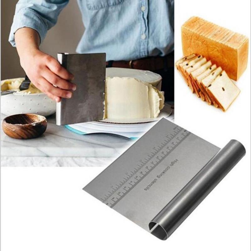 1pc Stainless Steel Scraper Cake Scraper With Scale Dough Scraper Household Diy Cake Baking Sugar Scraper Kitchen Supplies