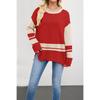 Women's Fashion Casual Fall Winter Colour Block Print Long Sleeve O-Neck Tops Women's Clothing Woolen Knitwear Sweaters