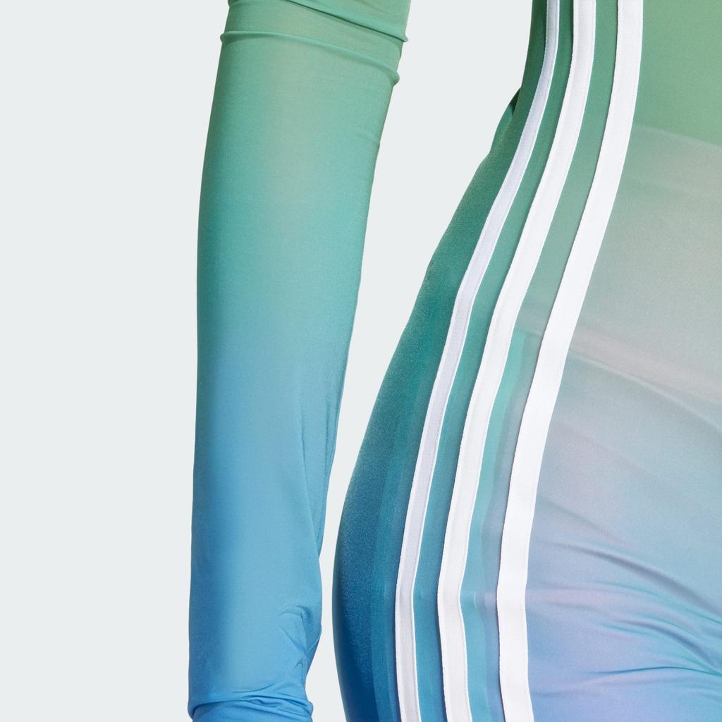 Adidas Originals Round Neck Pullover Comfortable Casual Long Sleeve Dress Women Dresses Multicolor Blue JF8267