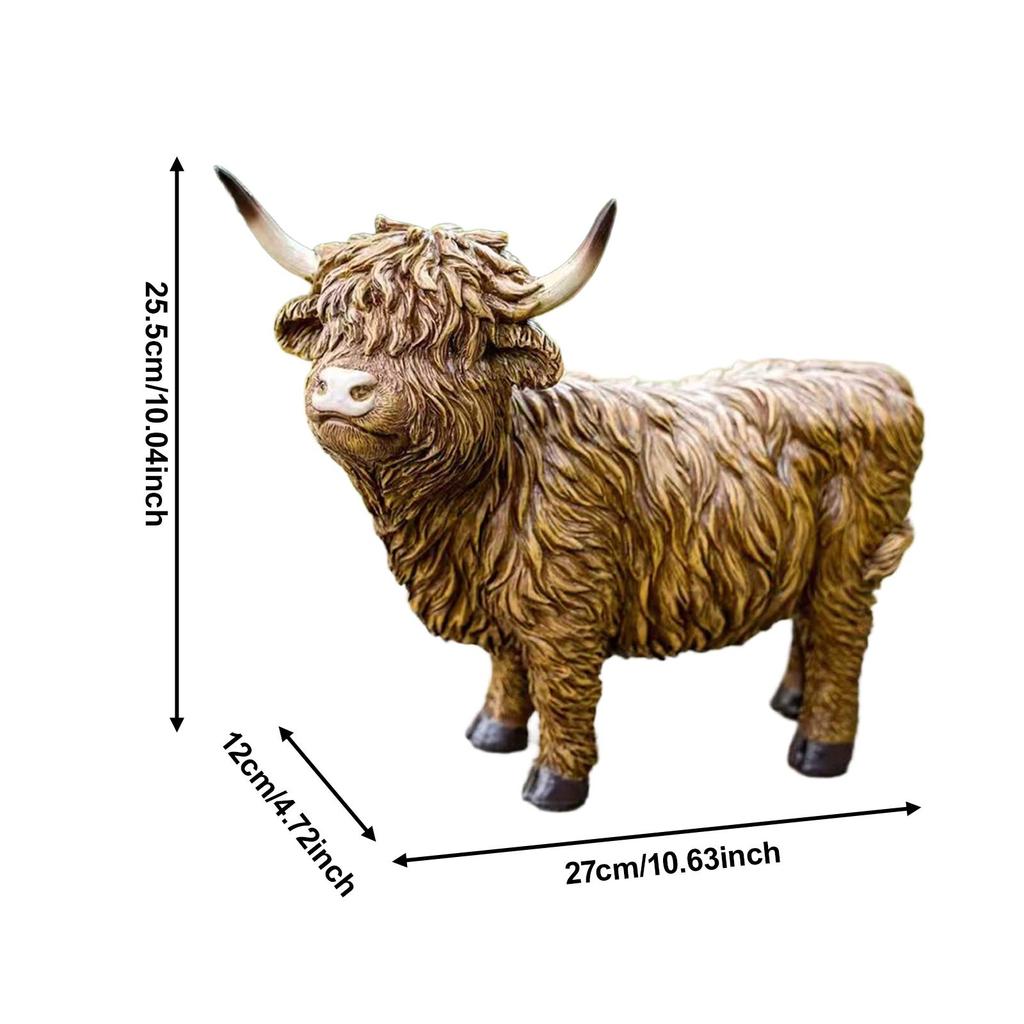 Garden Statue Highland Cow Figurine Collectible Creative Modern Yard Art Decor Tabletop Ornament for Garden Bookshelf Bedroom