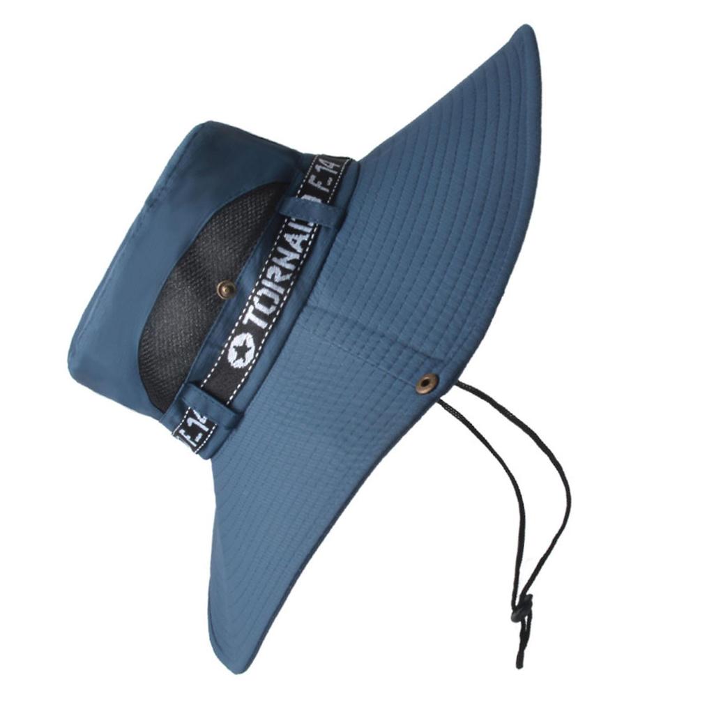 Fishing Hat Breathable Cotton Polyester Large Brim Breathable Sun Hat for Men Summer Mountain Climbing Navy