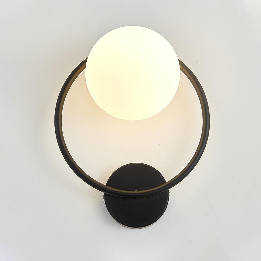 LED Schwarze Wandleuchte Glasschirm Eisen Nachttisch Leseleuchte Flur Gang Treppe Oben Unten Montiert Moderne Wandleuchte Wandleuchten