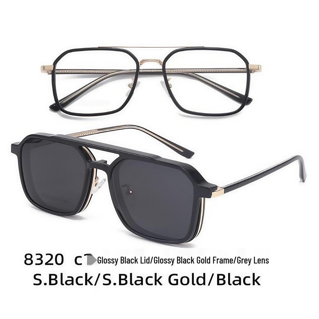 8320 Aviator Style Magnetic Clip-on Myopia Glasses with Polarized Sunglasses
