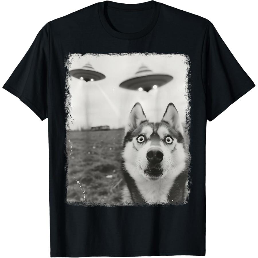 

Siberian Husky Dog UFO Alien Extraterrestrial Selfie Men Women Kids T-Shirt XXXXXL чорний