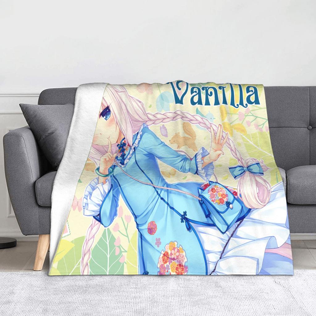 Chocola Vanilla Blanket Flannel Spring Autumn Anime Nekopara Lightweight Thin Throw Blanket for Bedding Couch Bedspread
