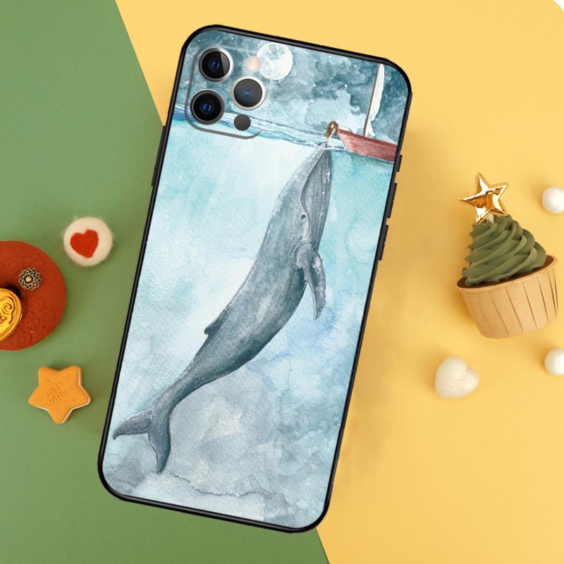 Cartoon Whale Case For iPhone 16 15 11 12 13 14 Pro Max XS Max X XR 7 8 Plus 12 13 Mini Phone Cover