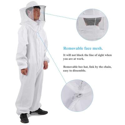Professional Beekeepers Bee Suit Anti-Bee Veil Hood Hat Beekeeping Suit Jumpsuit Elastic Cuff Breathable Bee Repellent Clothing