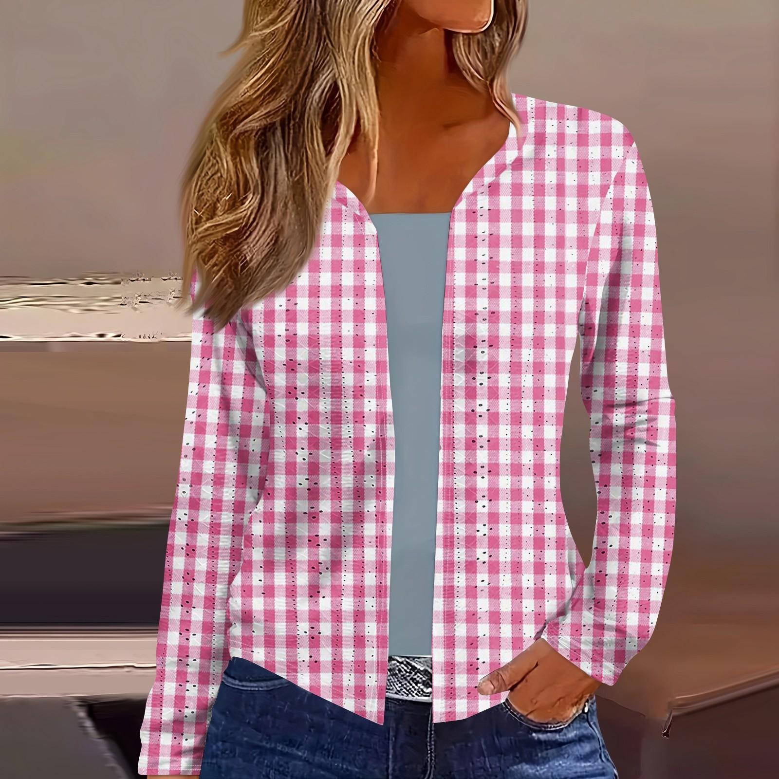 

Женский топ с длинным рукавом и принтом, повседневная мода на выходные, тонкий кардиган, блузка L розовый