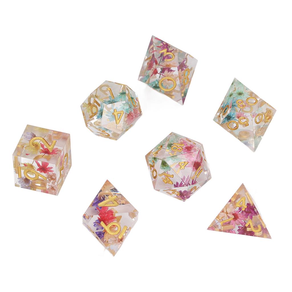 7pcs Resin Role Playing Game Dice Men Women Portable Exquisite Polyhedral Dice Set for Holiday