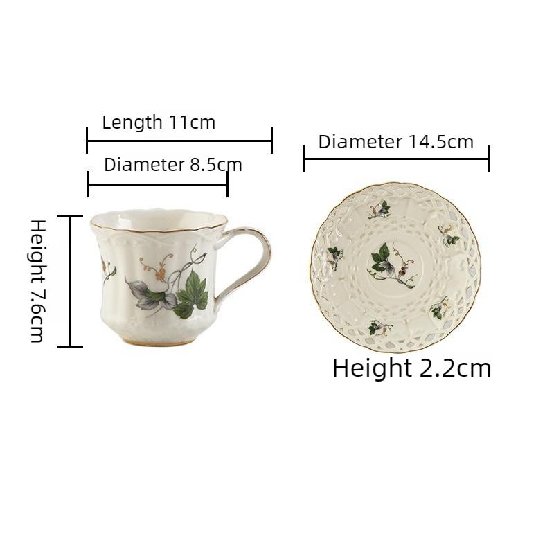 French Hollow Out Ceramic Cup Saucer Set British Style Teapot Afternoon Tea Elegant Drinkware Household Goods