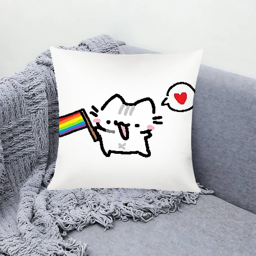 Cute B-Basiilleaf Cat Customizable Square Pillowcases, Stylish And Soft, Perfect For Beds, Cars, And Sofas.