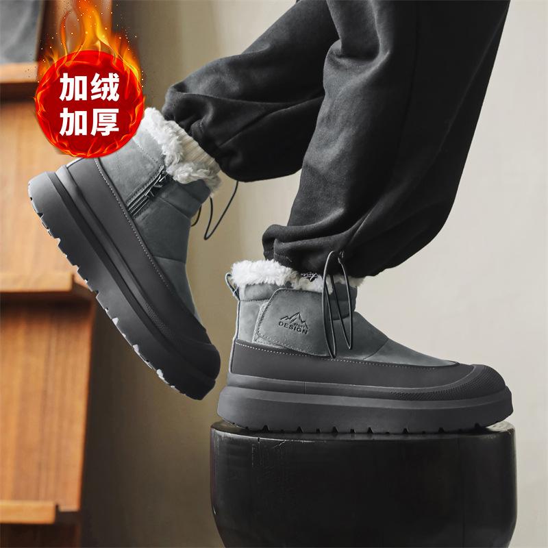Light luxury retro casual shoes velvet thickened cold-proof warm large cotton shoes snow boots