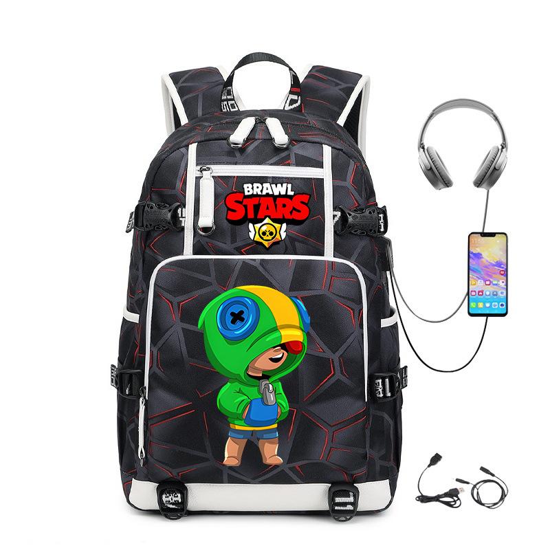Mochila Periférica Brawl Stars Com Usb Mochila de Estudante para Viagem ao Ar Livre Mochila de Montanhismo de Grande Capacidade