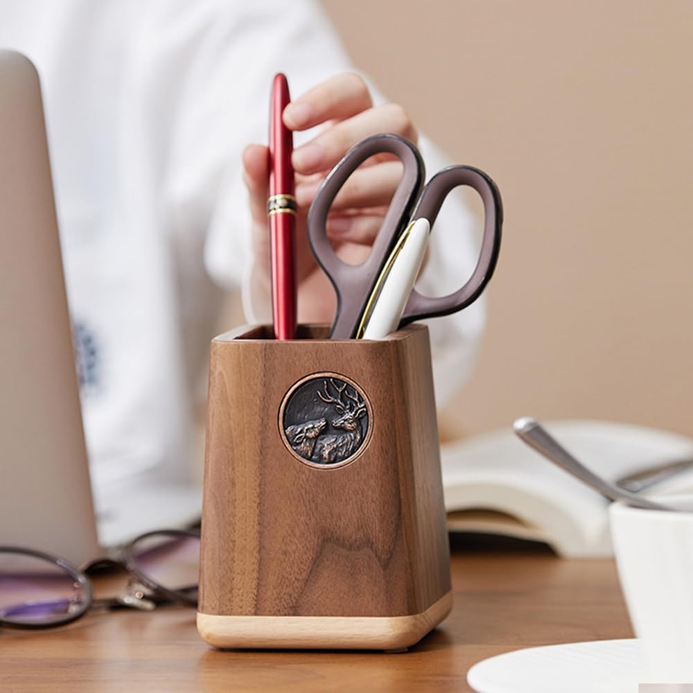 Solid Wood Pen Holder, Nordic Simple Business Style, Office Decor, Study Decor, Desktop Storage