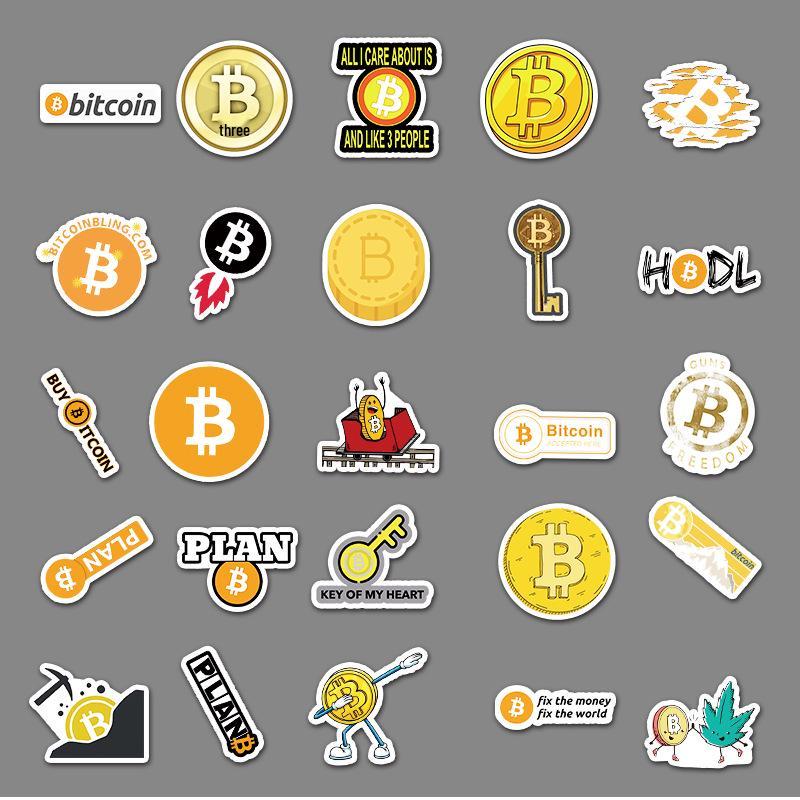 50 New Waterproof Bitcoin Graffiti Stickers for Luggage, Skateboards, & Water Bottles