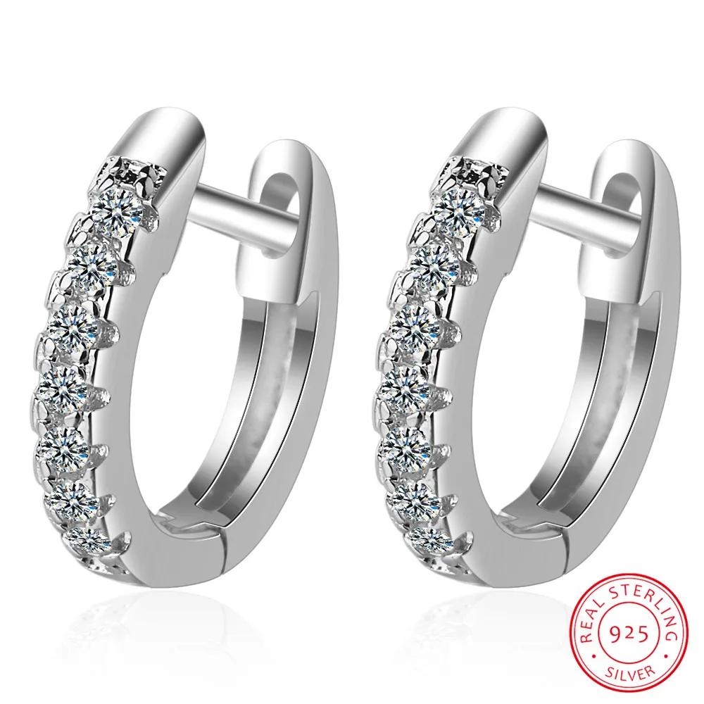 

100% 925 Real Sterling Silver Hoop Geometric Ear Cuff Clip On Earrings For Women Girl Teen Piercing Earrings Wedding Jewelry серебряный