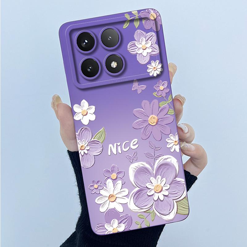 For Xiaomi Poco X6 Pro 5G Case Poco X6Pro Back Cover Fashion Simplicity Floral Soft Liquid Silicone Shell For PocoX6 Pro Fundas