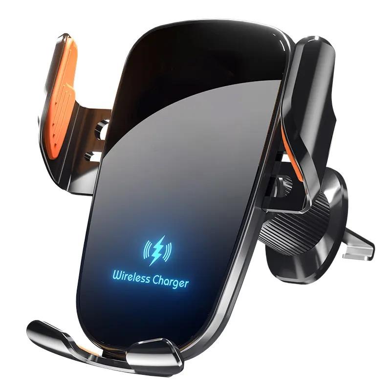 

UYUXIO Manual Clamp Wireless Car Charger 15 Fast Charging Air Vent Car Mount Phone Holder for iPhone Samsung Android Phone чёрный
