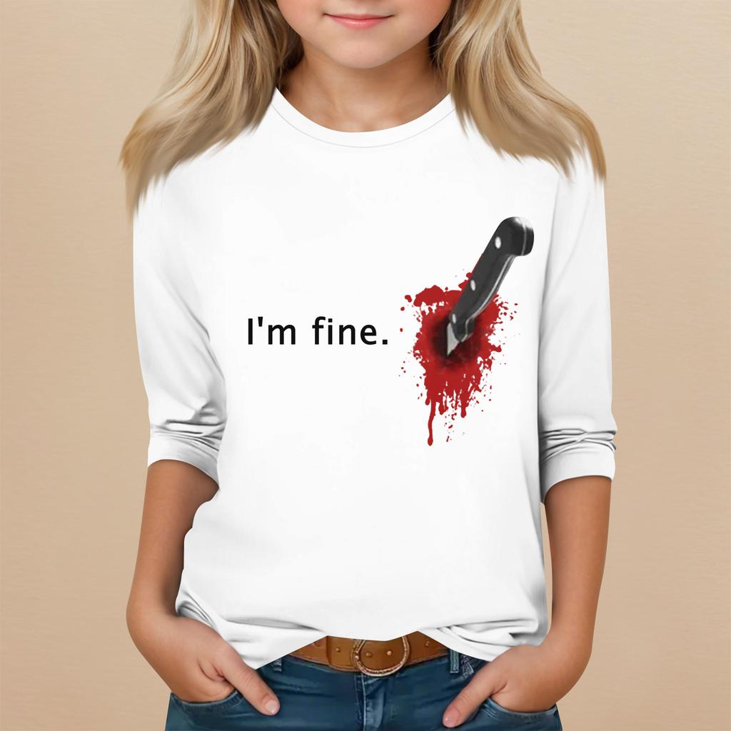 Kinder 3/4-Ärmel Rundhals Oberteil Halloween-Print Alltags-Freizeit-Oberteil