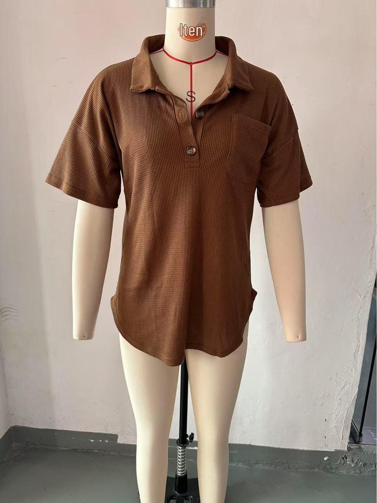 2025 Spring/Summer Women's Waffle Knit Shirt Top - European & American Bestseller