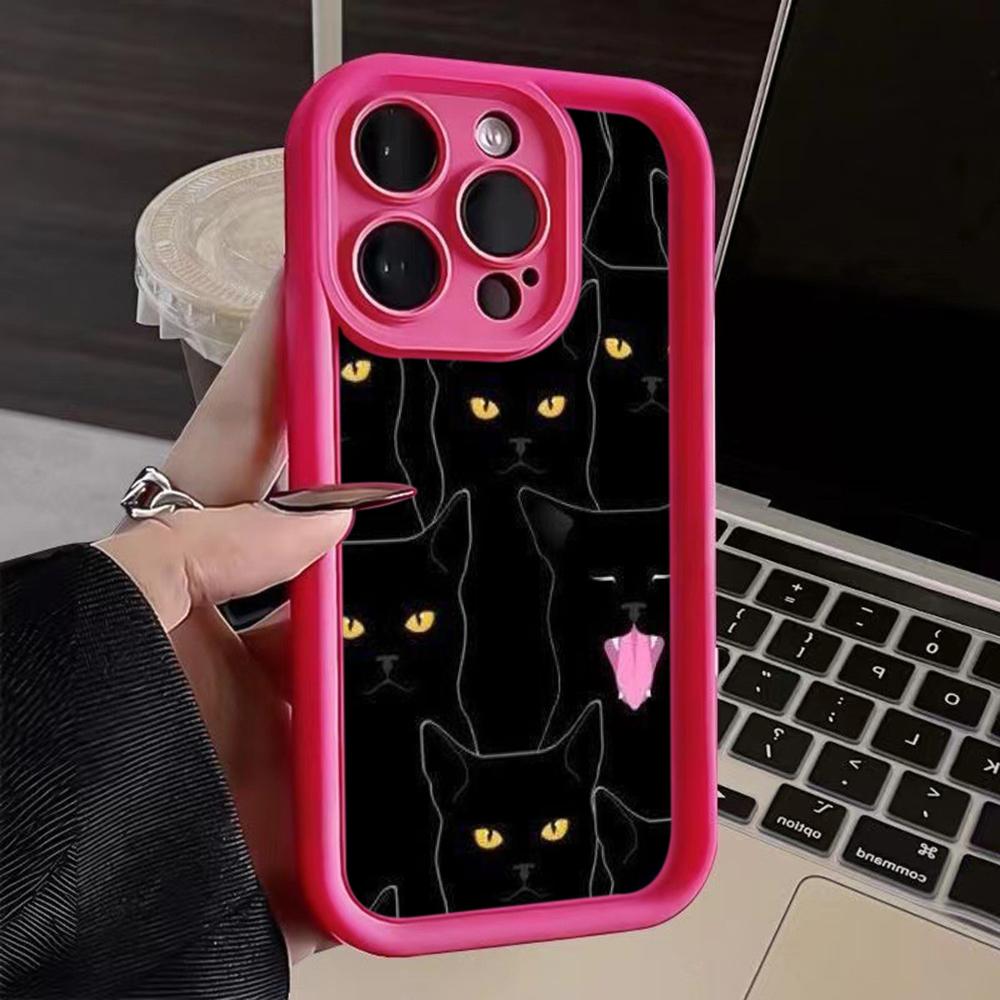 

LZ7 мультяшный кот милый силиконовый чехол для телефона iPhone 11 13 14 15 16 Pro Max 7 8 16 Plus 12 mini XS Max XR противоударный чехол на заднюю панель for iPhone 16 Pro Max