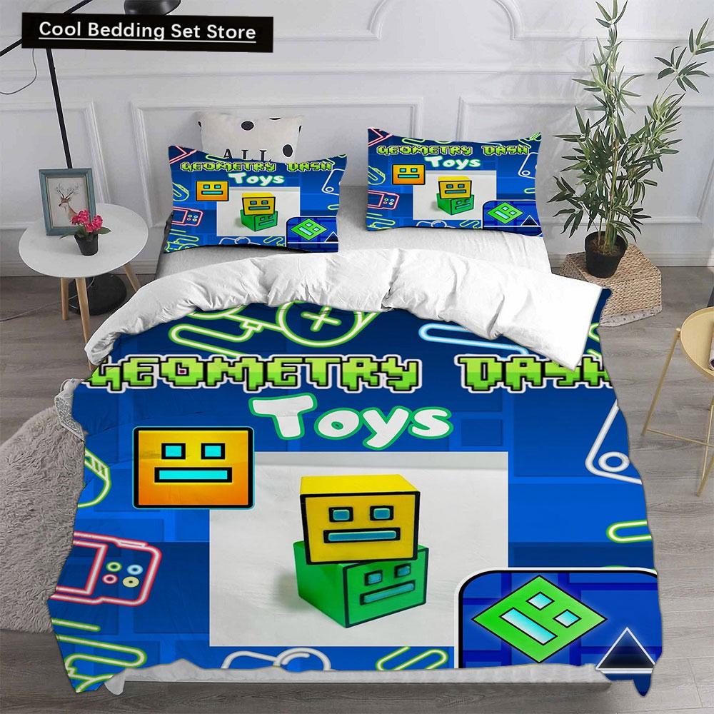 3D Geometry Dash Bedding Sets Comforter Quilt Bed Cover Duvet Cover Pillow Case 2-3 Pieces Sets Bedroom Decoration Home Textiles