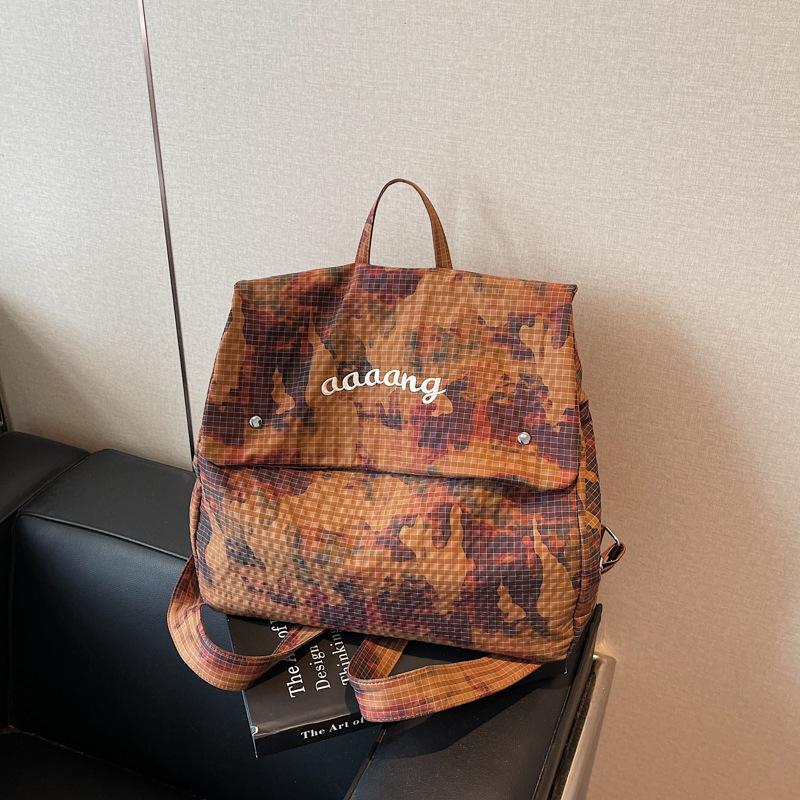 Camouflage Trendy Cool Large-capacity Backpack Bag Women's New Lightweight Cloth Bag Going Out Travel Backpack Schoolbag