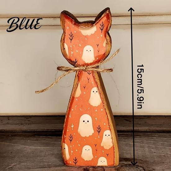 Halloween Tiered Tray Decor Rustic Wooden Cat Ornament Vintage Halloween/Flower Wood Tabletop Signs Thanksgiving Craft Gifts Distressed Animal