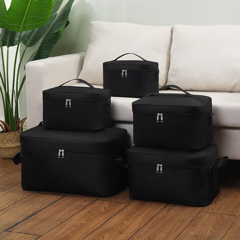 

Портативная сумка для пикника большой вместимости с термоизоляцией, квадратная термосумка для ланча с подкладкой из алюминиевой фольги для работы M чёрный