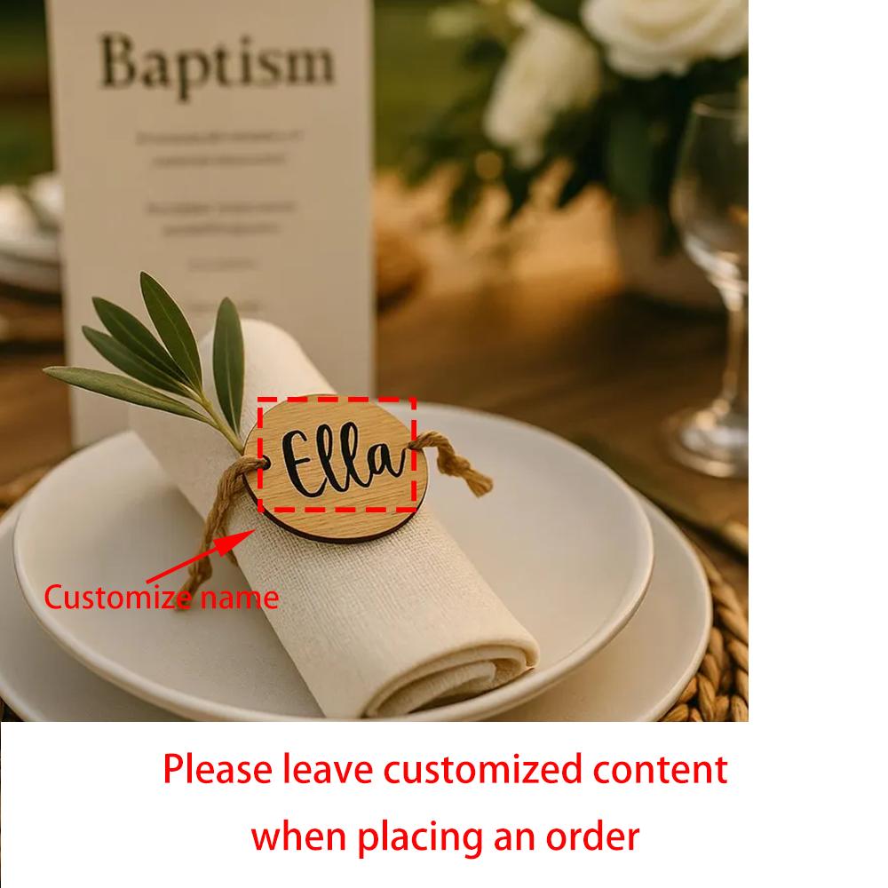 Personalized Wooden Name Tag Napkin Ring Special Wedding Place Card Boho Table Decor Place Setting Name Tag Gift Bridal Shower