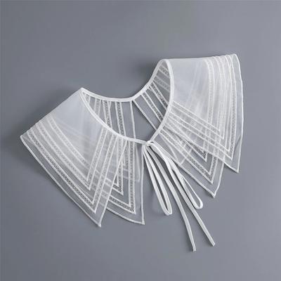 Women Lace Fake Collar Big Lapel Doll False Collar For Women's Bow Tie Shawl White Shirt Detachable Collar Neck Bowknots Tie