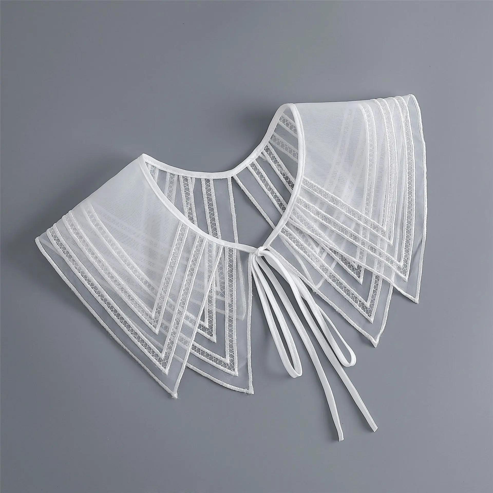 

Женский кружевной воротник с большим лацканом, фальшивый воротник для женщин, галстук-бабочка, шаль, белая рубашка, съемный воротник, банты, галстук