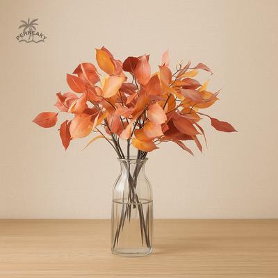 Lifelike Artificial Persimmon Leaves Luxury Realistic Fake Persimmon Leaves Handmade Simulated Flowers Outdoor Garden Decor