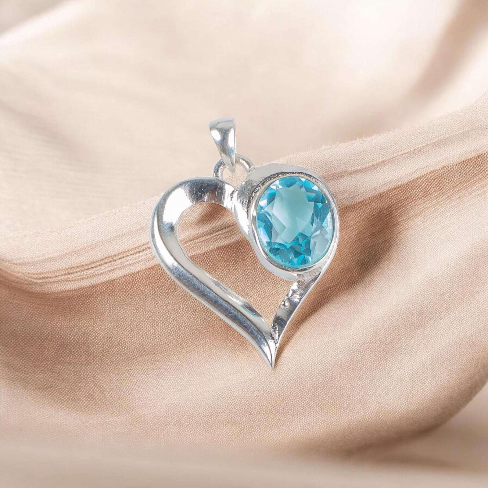

Sky Blue Topaz Gemstone 925 Stamped Silver Jewelry Dainty Pendant Gift For Wife CP-5-8