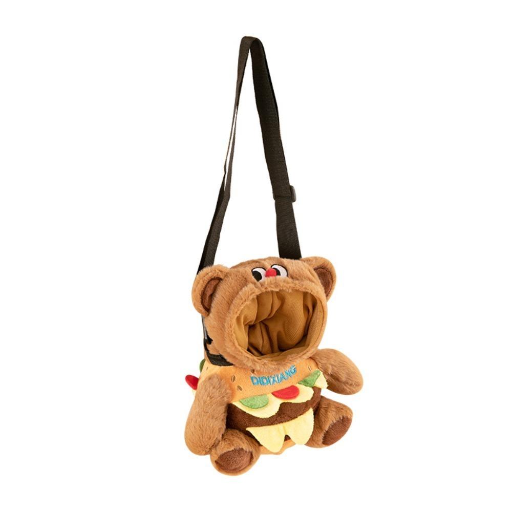 

Soft Hamburger Bear Bag Animal 20cm Cotton Doll Show Bag Cute Plush Bear Crossbody Bag Kids
