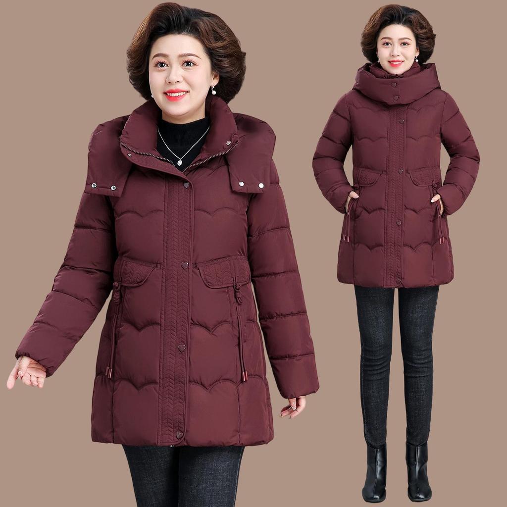 2025 Mid-Length Cotton Padded Jacket: Warm Winter Coat for Middle-Aged & Elderly Women