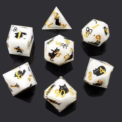 Resin Dice Sharp 7-piece Set  Decal Dice Within Dice  Sulu Run  Dungeons & Dragons Board Game D20 Dice