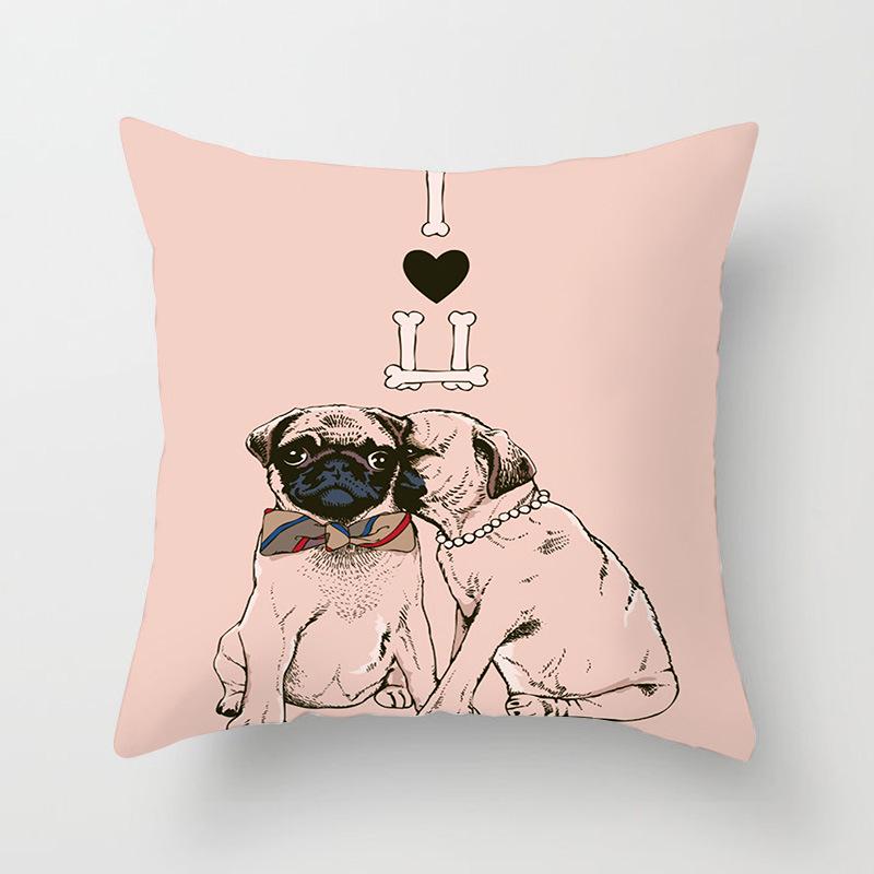 Animal Cushion Pillowcase Cartoon Couple Dog Office Pillowcase Car Cushion Waist Pillow