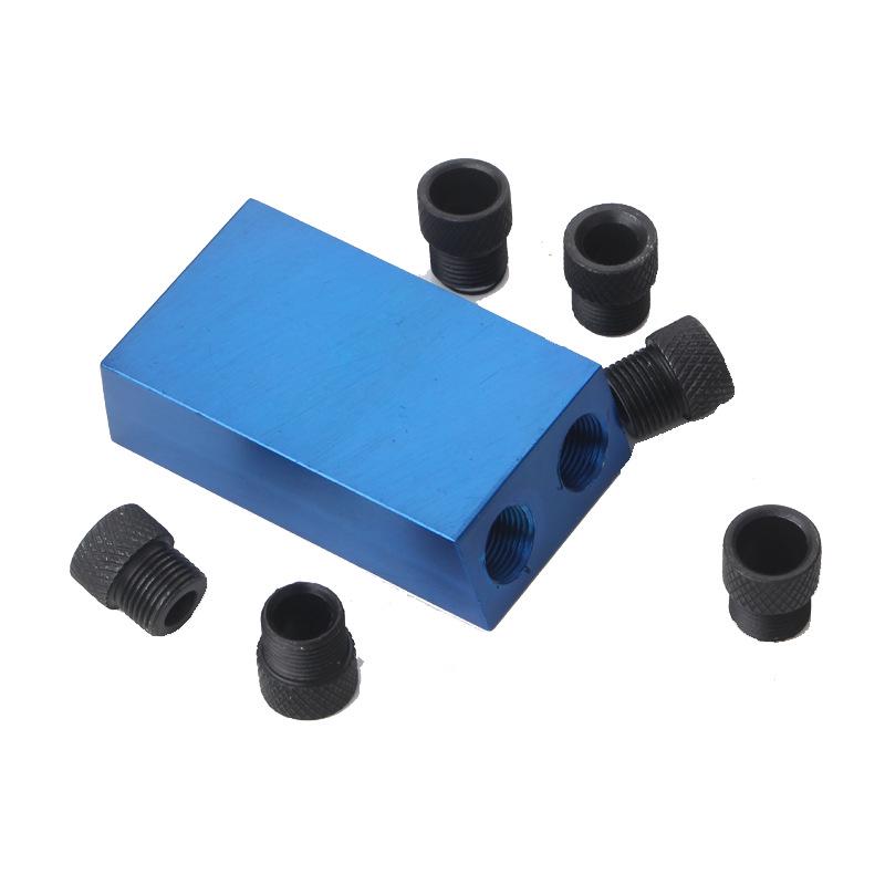 15° Blue Oblique Hole Locator Set with Three-Point Drill for DIY Woodworking